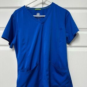 Blue V-Neck Scrub Top and bottom